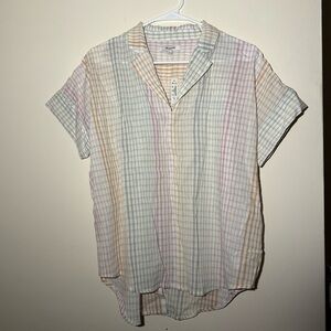 NWT Madewell Lakeline Popover Shirt in Ombré Rainbow Plaid